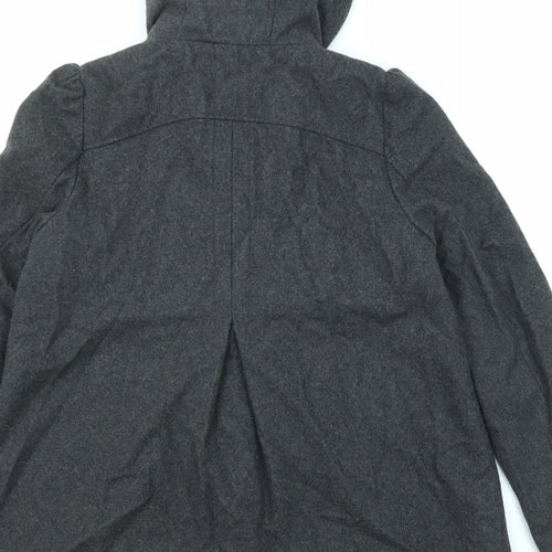 New Look Womens Grey Pea Coat Coat Size 14 Button