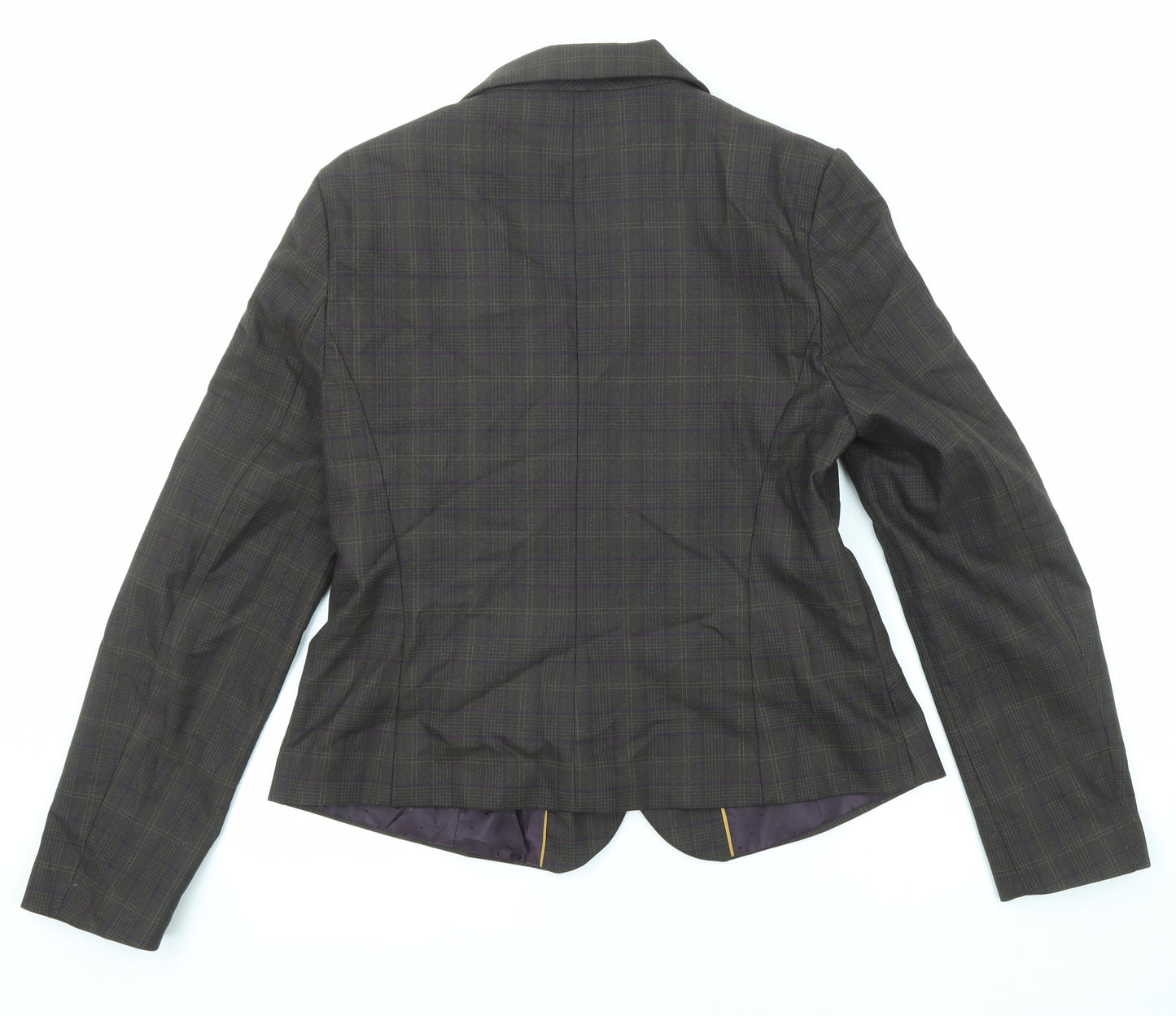 NEXT Womens Grey Plaid Polyester Jacket Suit Jacket Size 14