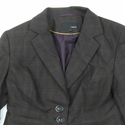 NEXT Womens Grey Plaid Polyester Jacket Suit Jacket Size 14