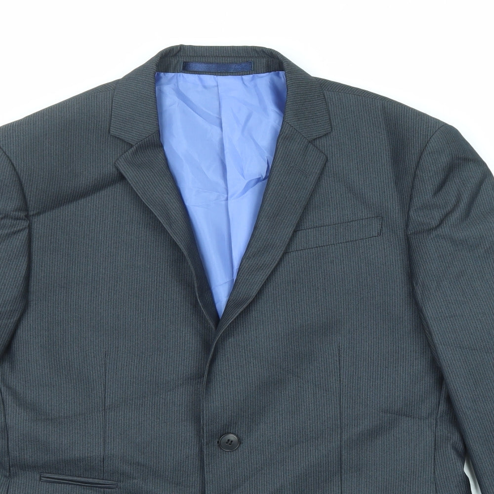 Marks and Spencer Mens Grey Striped Polyester Jacket Suit Jacket Size 4XL Regular