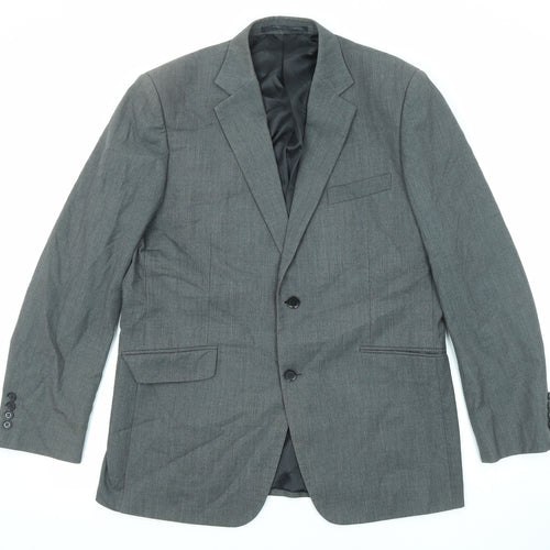 Terry de Havilland Mens Grey Polyester Jacket Suit Jacket Size 42 Regular