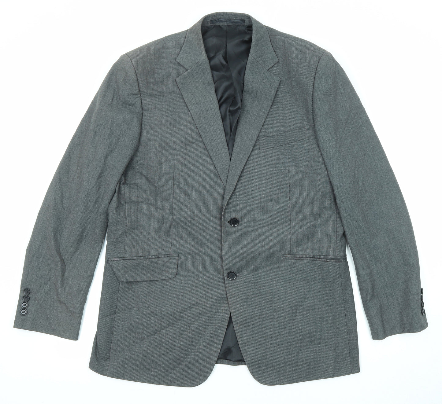 Terry de Havilland Mens Grey Polyester Jacket Suit Jacket Size 42 Regular