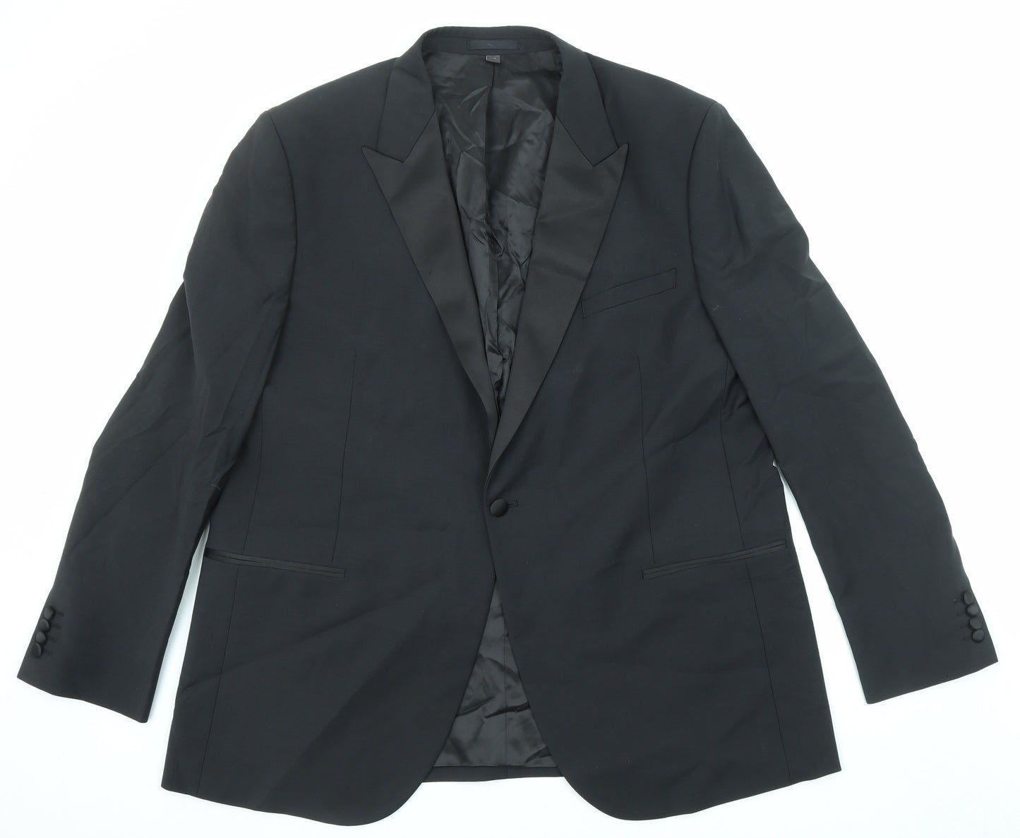 Marks and Spencer Mens Black Wool Jacket Suit Jacket Size 48 Regular