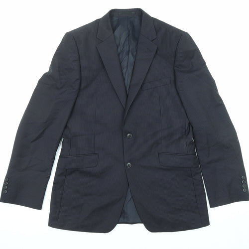 John Lewis Mens Blue Striped Wool Jacket Suit Jacket Size 40 Regular