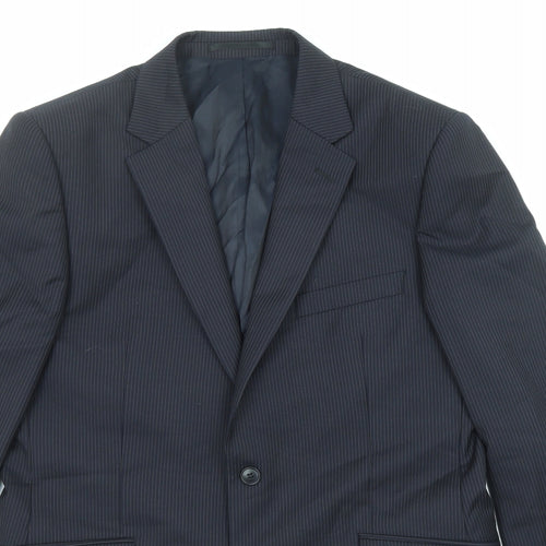 John Lewis Mens Blue Striped Wool Jacket Suit Jacket Size 40 Regular