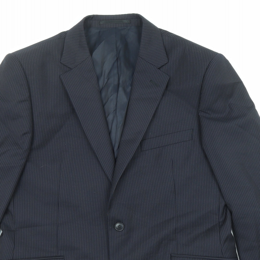 John Lewis Mens Blue Striped Wool Jacket Suit Jacket Size 40 Regular