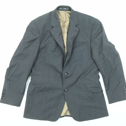 Racing Green Mens Grey Wool Jacket Suit Jacket Size 38 Regular