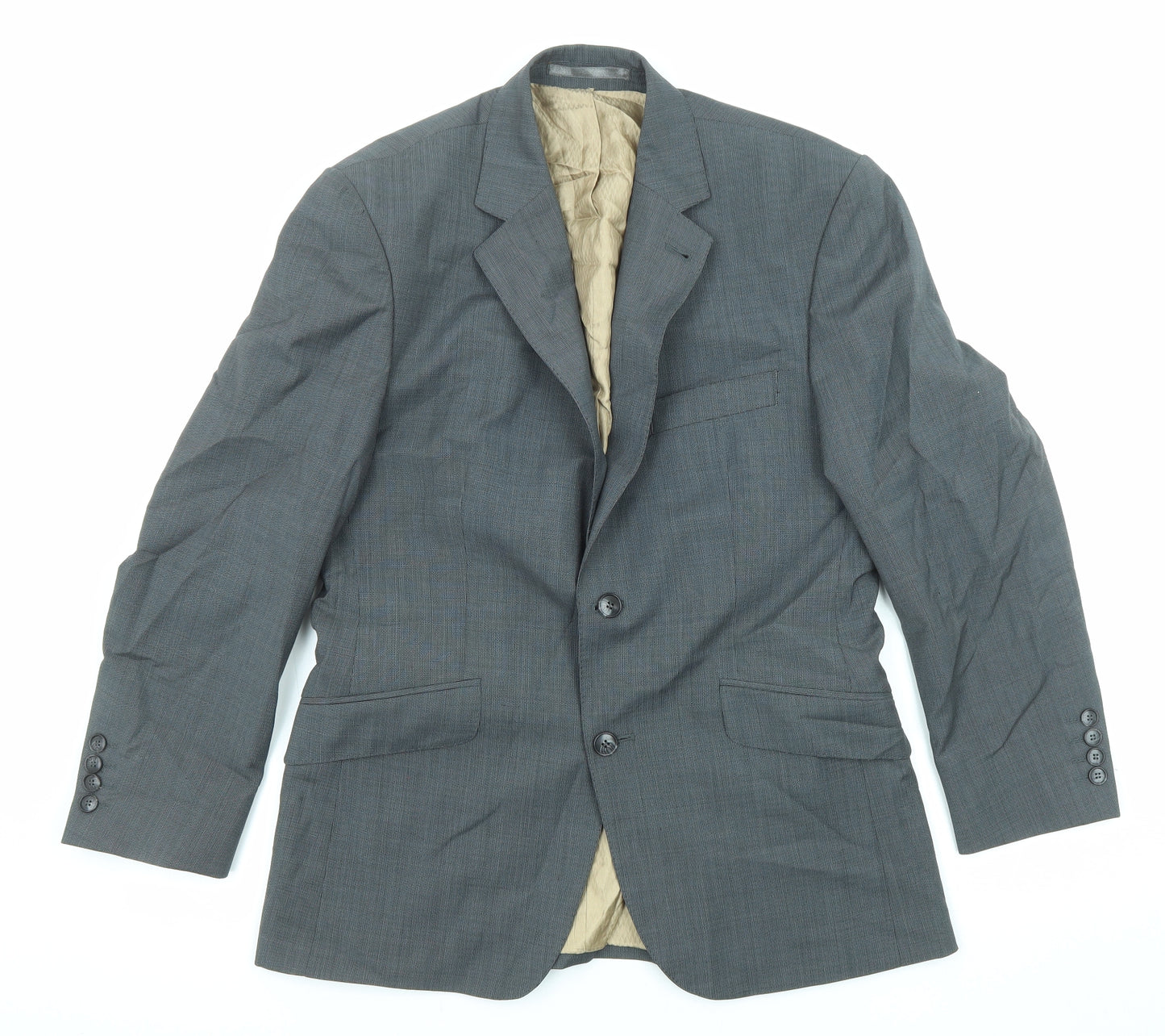 Racing Green Mens Grey Wool Jacket Suit Jacket Size 38 Regular