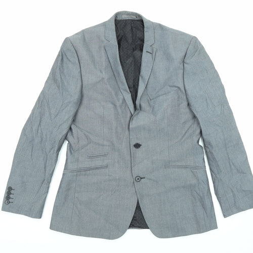 Limehaus Mens Grey Polyester Jacket Suit Jacket Size 40 Regular