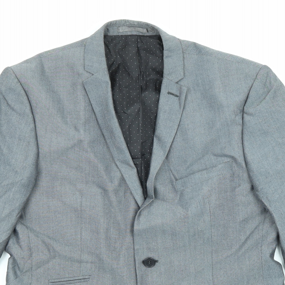 Limehaus Mens Grey Polyester Jacket Suit Jacket Size 40 Regular