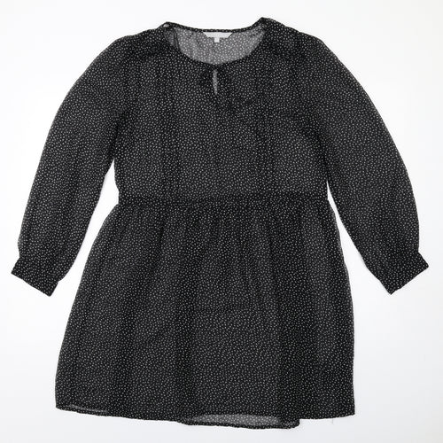 Red Herring Womens Black Polka Dot Polyester A-Line Size 10 Round Neck Pullover