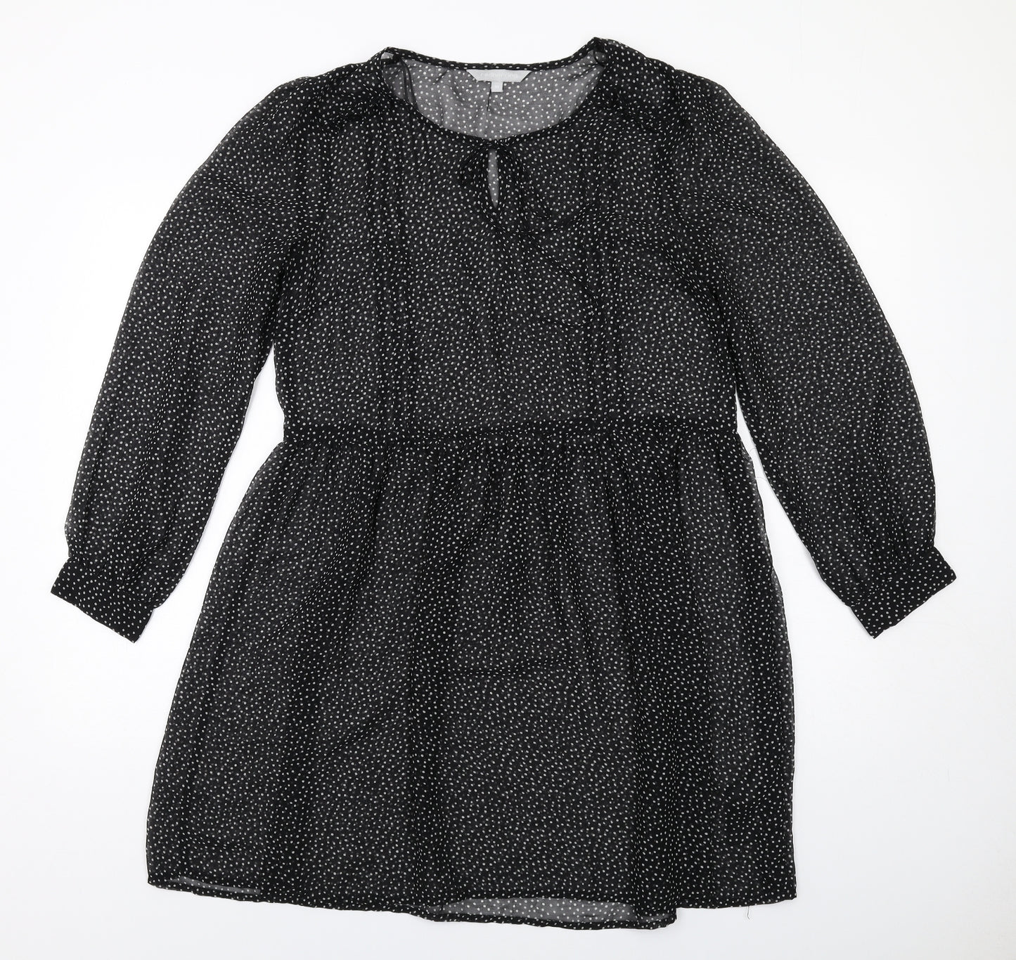 Red Herring Womens Black Polka Dot Polyester A-Line Size 10 Round Neck Pullover