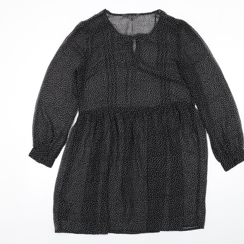 Red Herring Womens Black Polka Dot Polyester A-Line Size 10 Round Neck Pullover