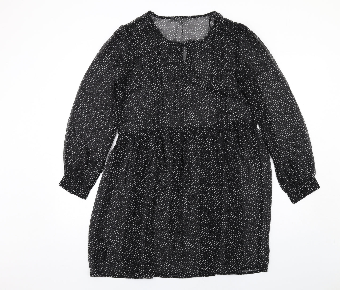 Red Herring Womens Black Polka Dot Polyester A-Line Size 10 Round Neck Pullover