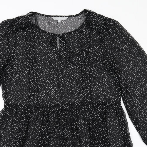 Red Herring Womens Black Polka Dot Polyester A-Line Size 10 Round Neck Pullover