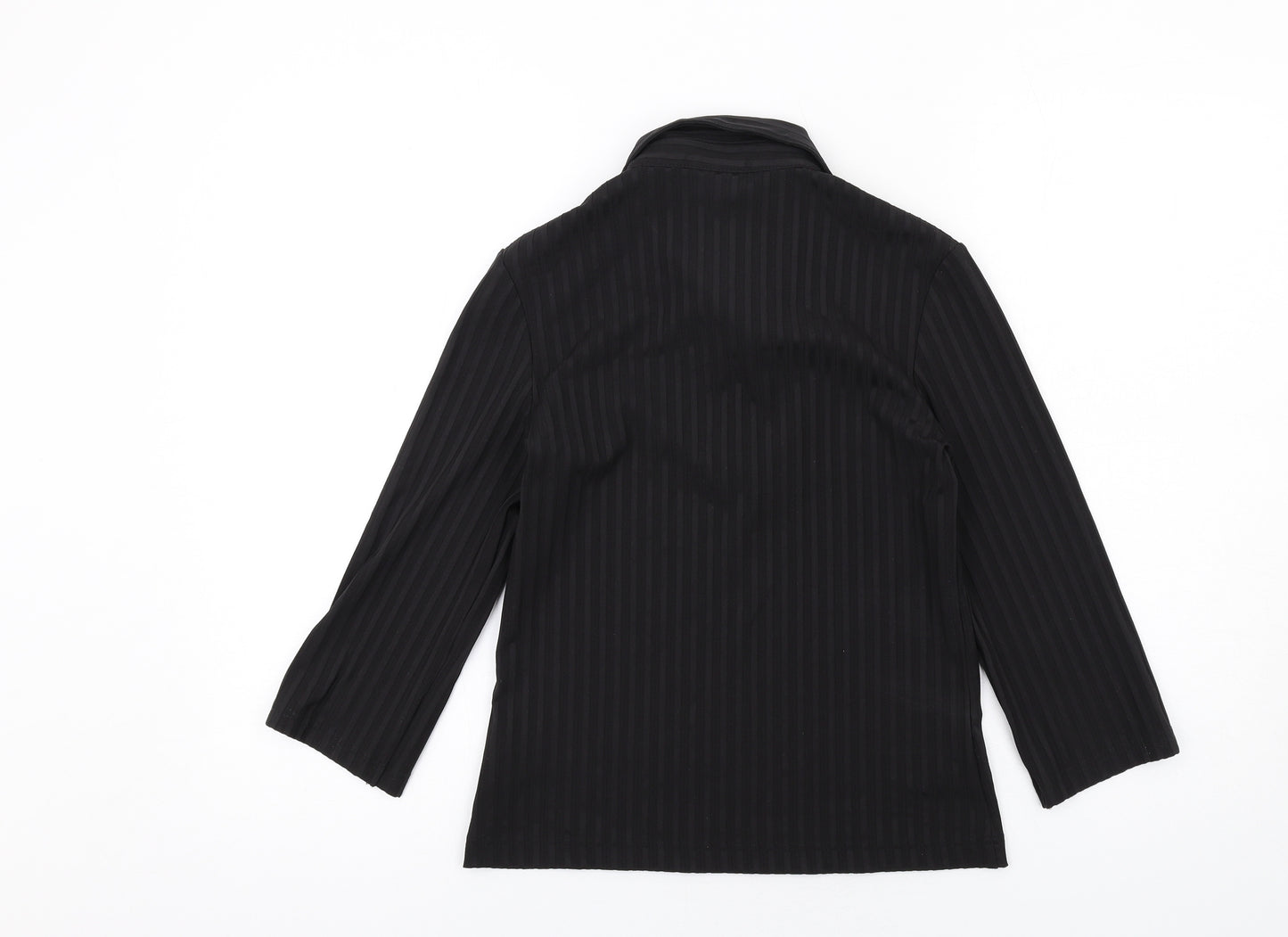 NEXT Womens Black Striped Polyester Basic Blouse Size 10 Collared