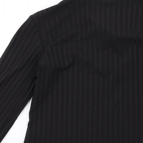 NEXT Womens Black Striped Polyester Basic Blouse Size 10 Collared
