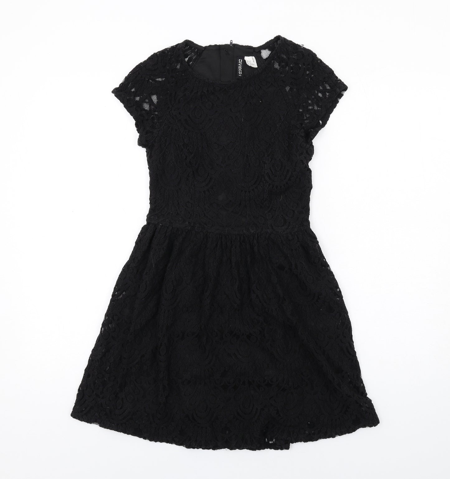 H&M Womens Black Cotton A-Line Size 6 Round Neck Zip