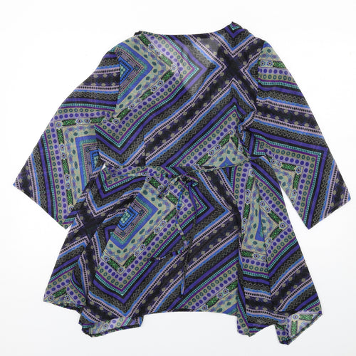 Per Una Womens Multicoloured Geometric Polyester A-Line Size 14 V-Neck Pullover