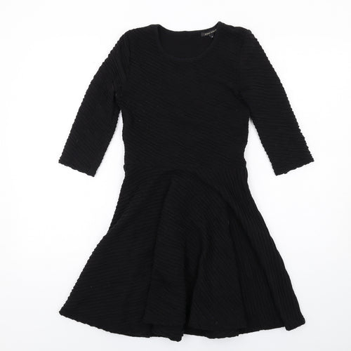 River Island Womens Black Polyester A-Line Size 8 Round Neck Zip