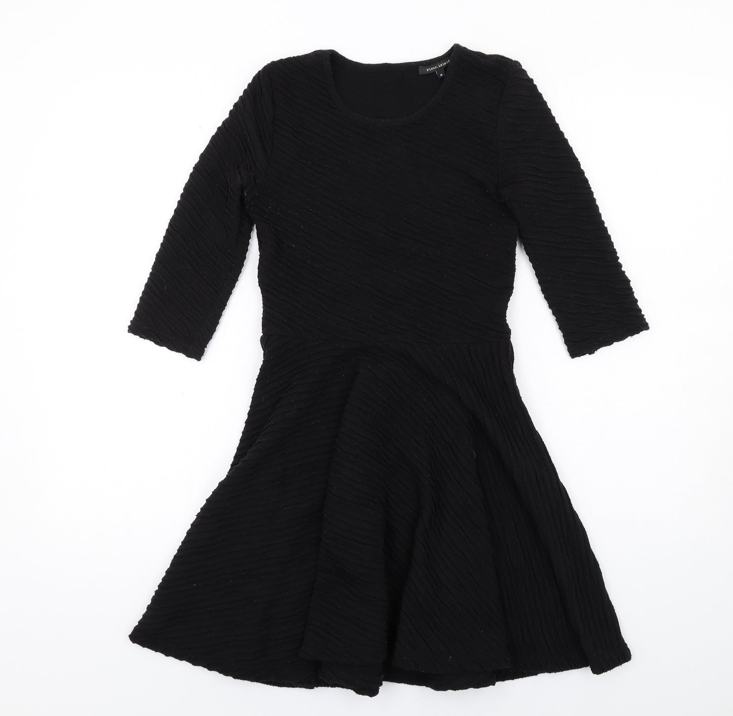 River Island Womens Black Polyester A-Line Size 8 Round Neck Zip