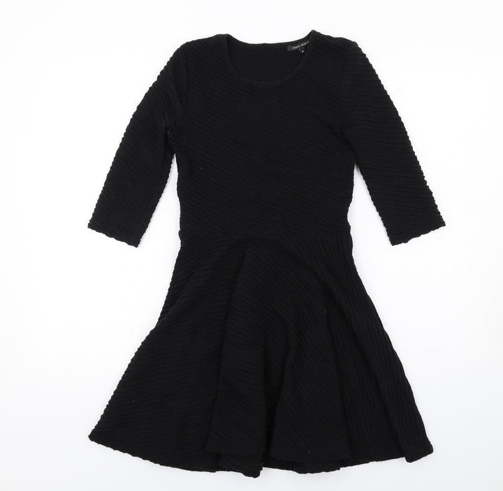 River Island Womens Black Polyester A-Line Size 8 Round Neck Zip