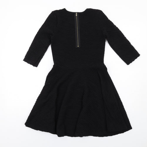 River Island Womens Black Polyester A-Line Size 8 Round Neck Zip