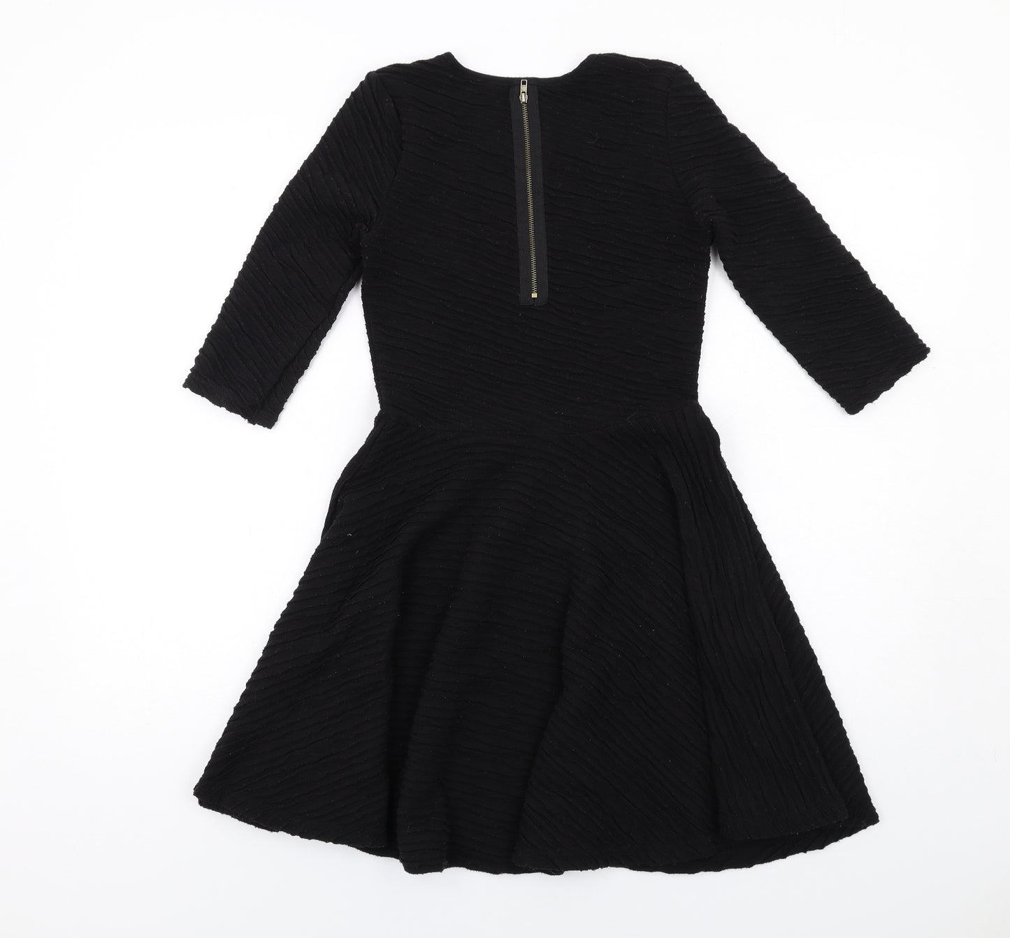 River Island Womens Black Polyester A-Line Size 8 Round Neck Zip