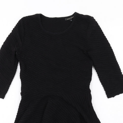River Island Womens Black Polyester A-Line Size 8 Round Neck Zip