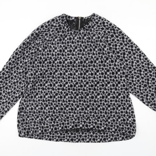 Religion Womens Grey Round Neck Geometric Polyester Pullover Jumper Size 14