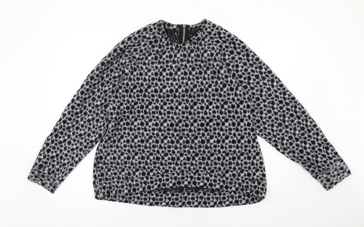 Religion Womens Grey Round Neck Geometric Polyester Pullover Jumper Size 14