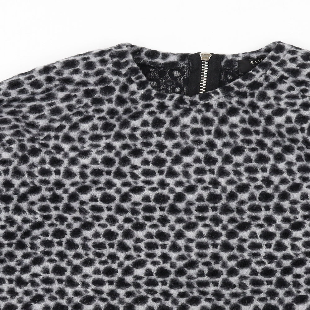 Religion Womens Grey Round Neck Geometric Polyester Pullover Jumper Size 14