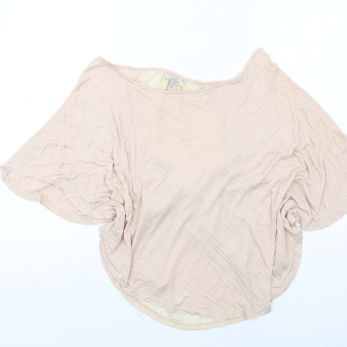 Zara Womens Pink Polyester Basic Blouse Size M Boat Neck