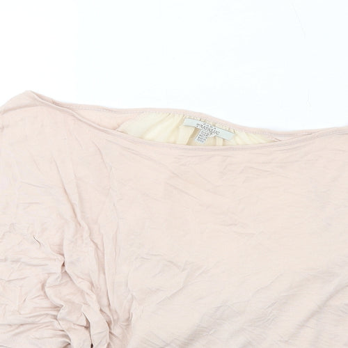 Zara Womens Pink Polyester Basic Blouse Size M Boat Neck