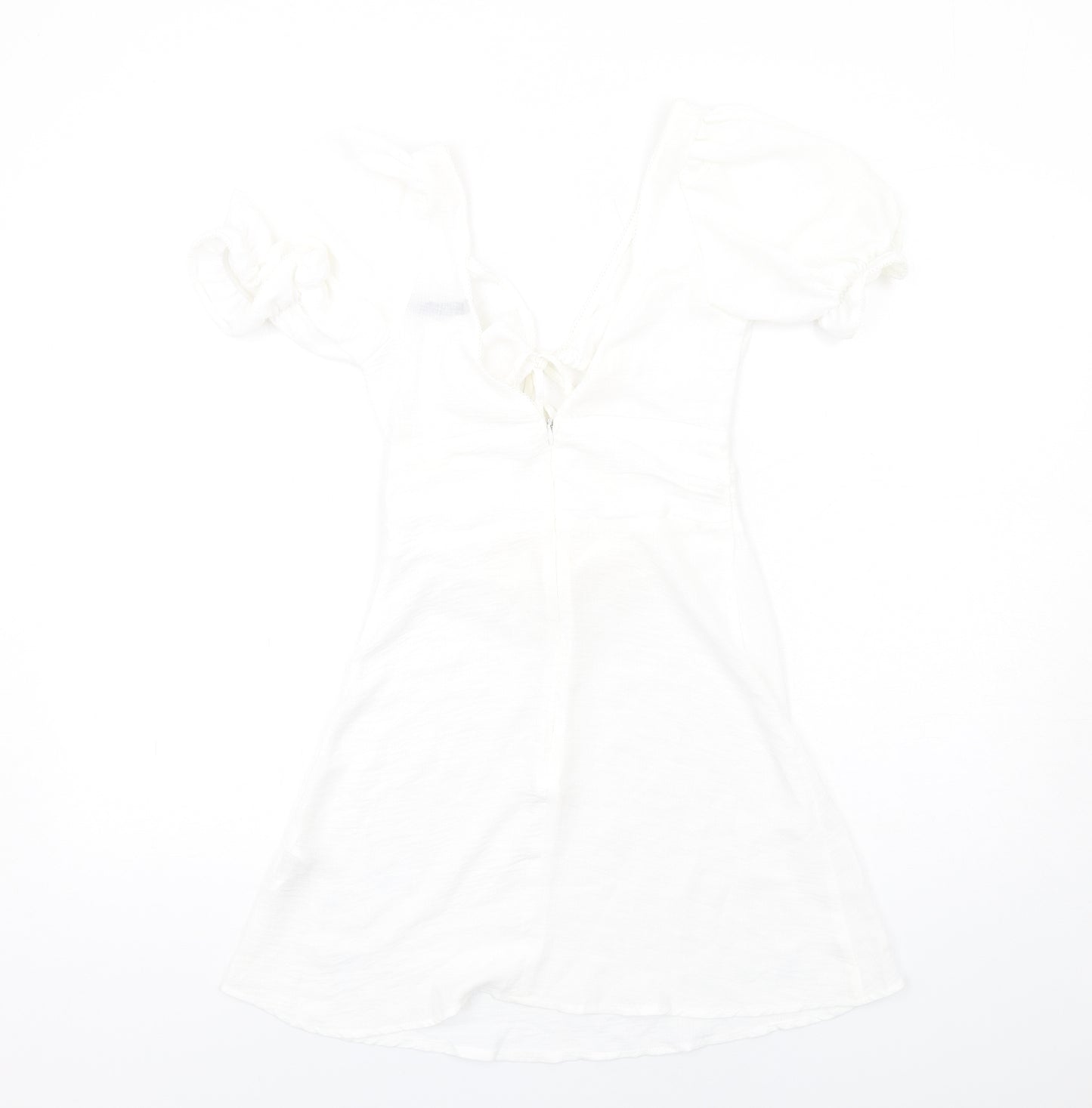 ASOS Womens White Polyester A-Line Size 8 V-Neck Zip