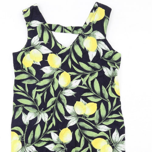 M&Co Womens Multicoloured Geometric Viscose Tank Dress Size 8 V-Neck Pullover - Lemons Print