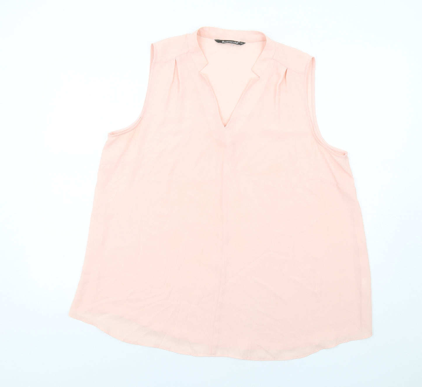 Bonmarché Womens Pink Polyester Basic Blouse Size 18 V-Neck