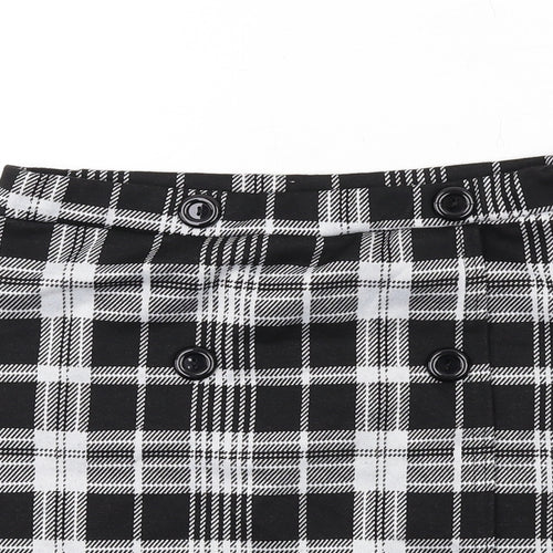 Quiz Womens Black Plaid Polyester A-Line Skirt Size 8