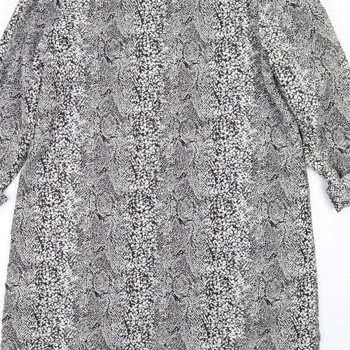 A&G Womens Black Geometric Rain Coat Coat Size 10 Snap