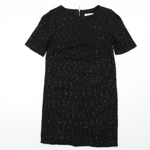 Oasis Womens Black Polyester A-Line Size XS Round Neck Zip