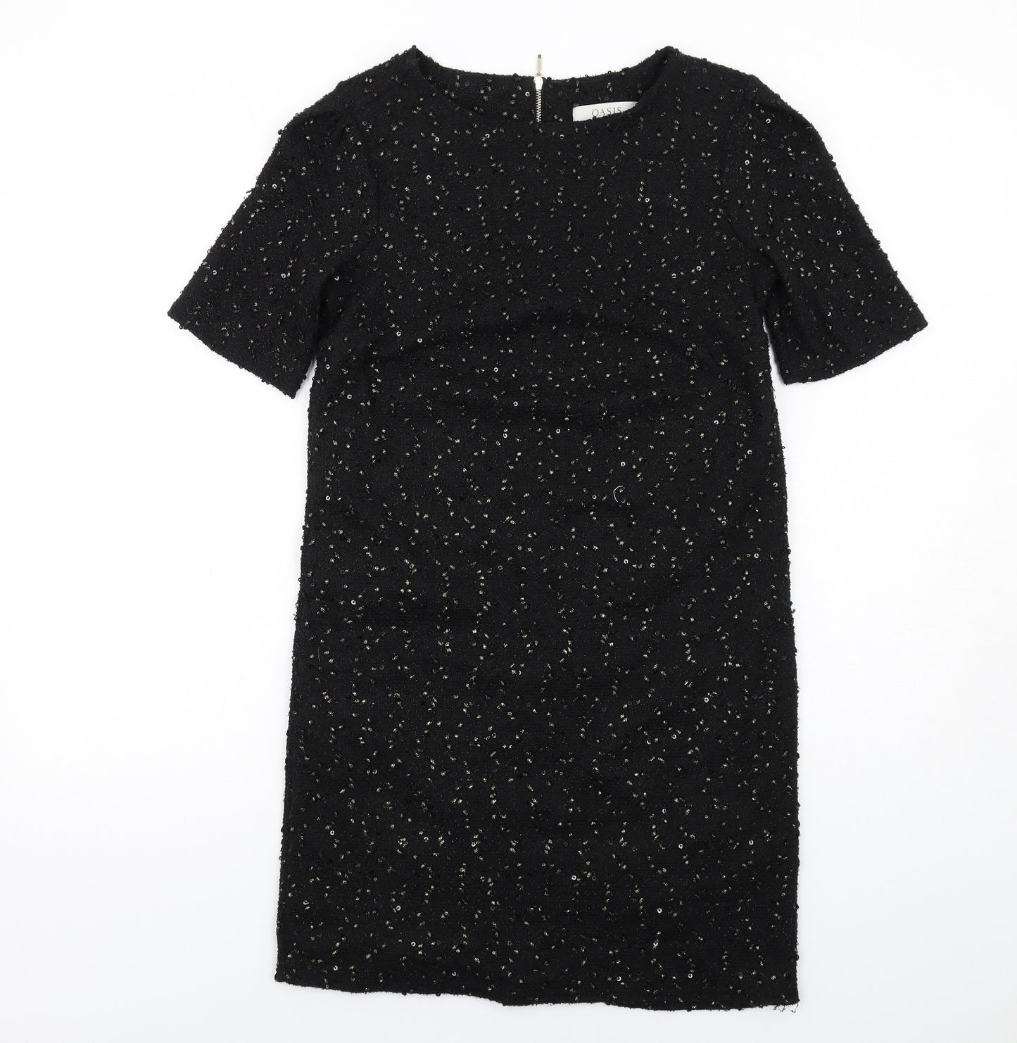 Oasis Womens Black Polyester A-Line Size XS Round Neck Zip