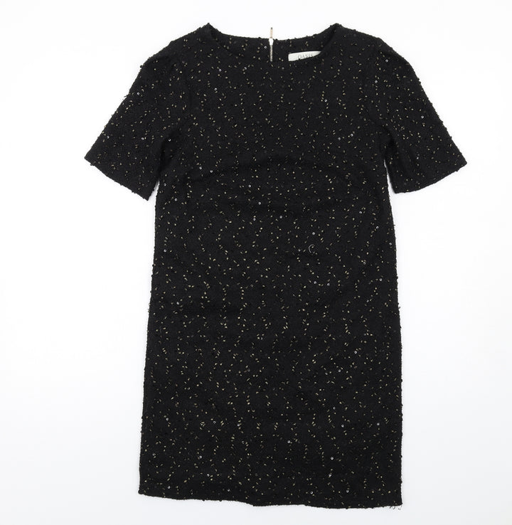 Oasis Womens Black Polyester A-Line Size XS Round Neck Zip