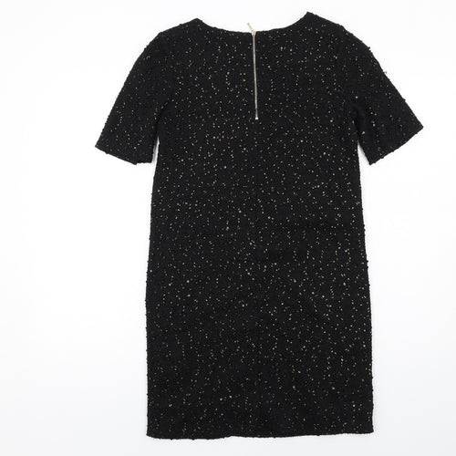 Oasis Womens Black Polyester A-Line Size XS Round Neck Zip