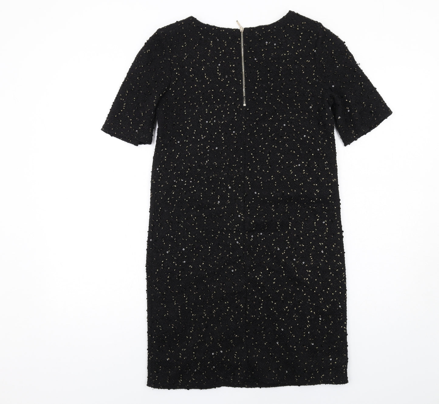 Oasis Womens Black Polyester A-Line Size XS Round Neck Zip