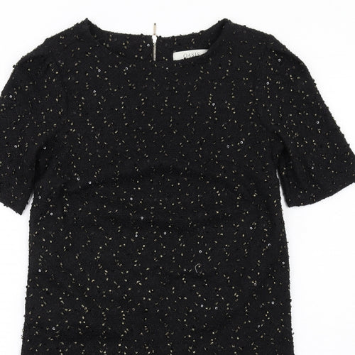 Oasis Womens Black Polyester A-Line Size XS Round Neck Zip