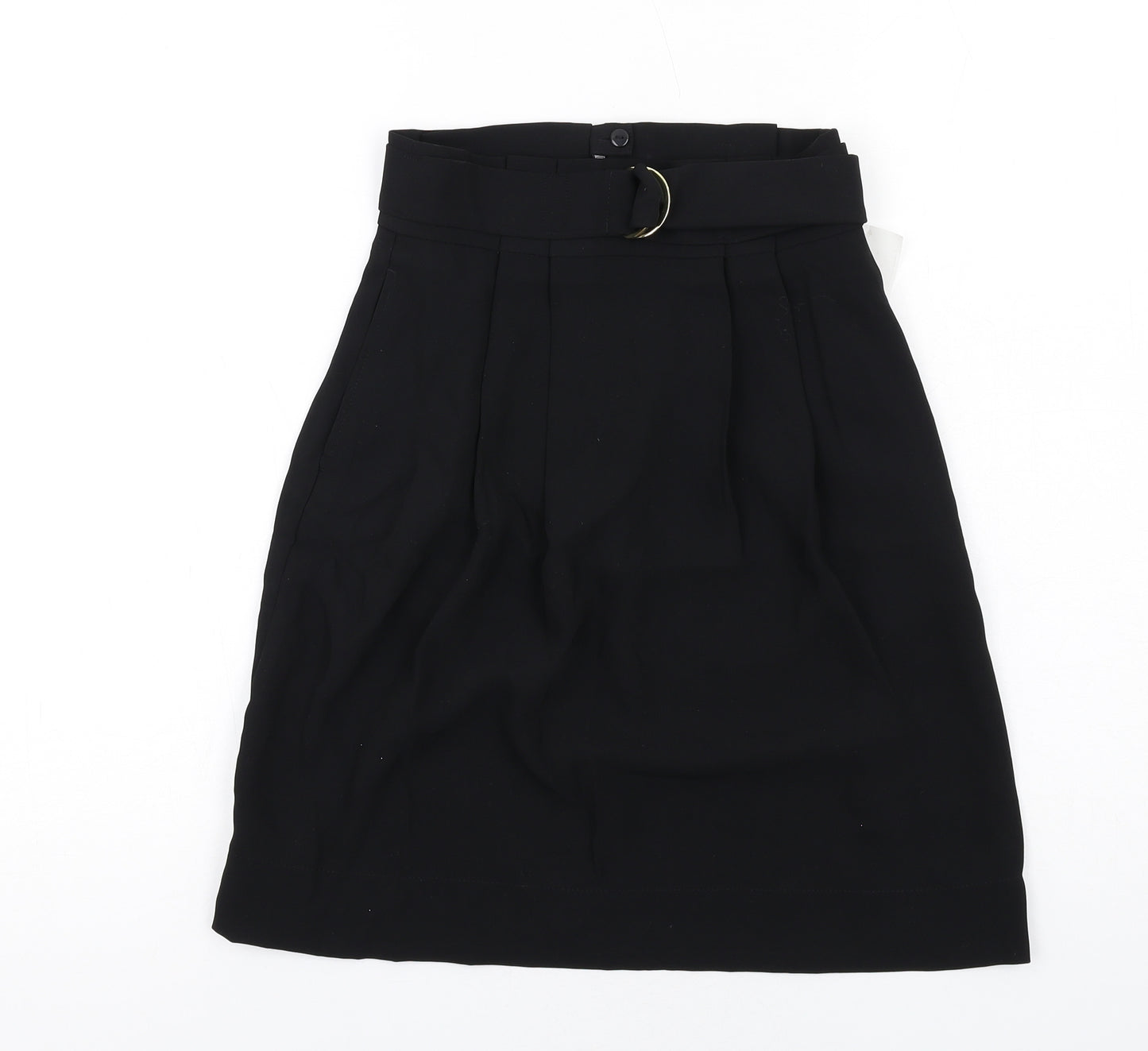 H&M Womens Black Polyester Tulip Skirt Size 4 Zip - Belt included