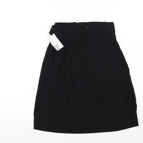 H&M Womens Black Polyester Tulip Skirt Size 4 Zip - Belt included