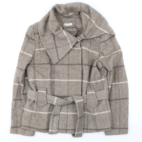 Todays Woman Womens Beige Geometric Jacket Size 14 Button