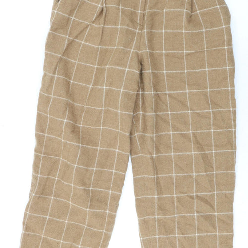 Andrea Jovine Womens Beige Check Wool Bloomer Trousers Size L L26 in Regular Zip