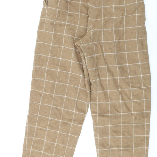 Andrea Jovine Womens Beige Check Wool Bloomer Trousers Size L L26 in Regular Zip